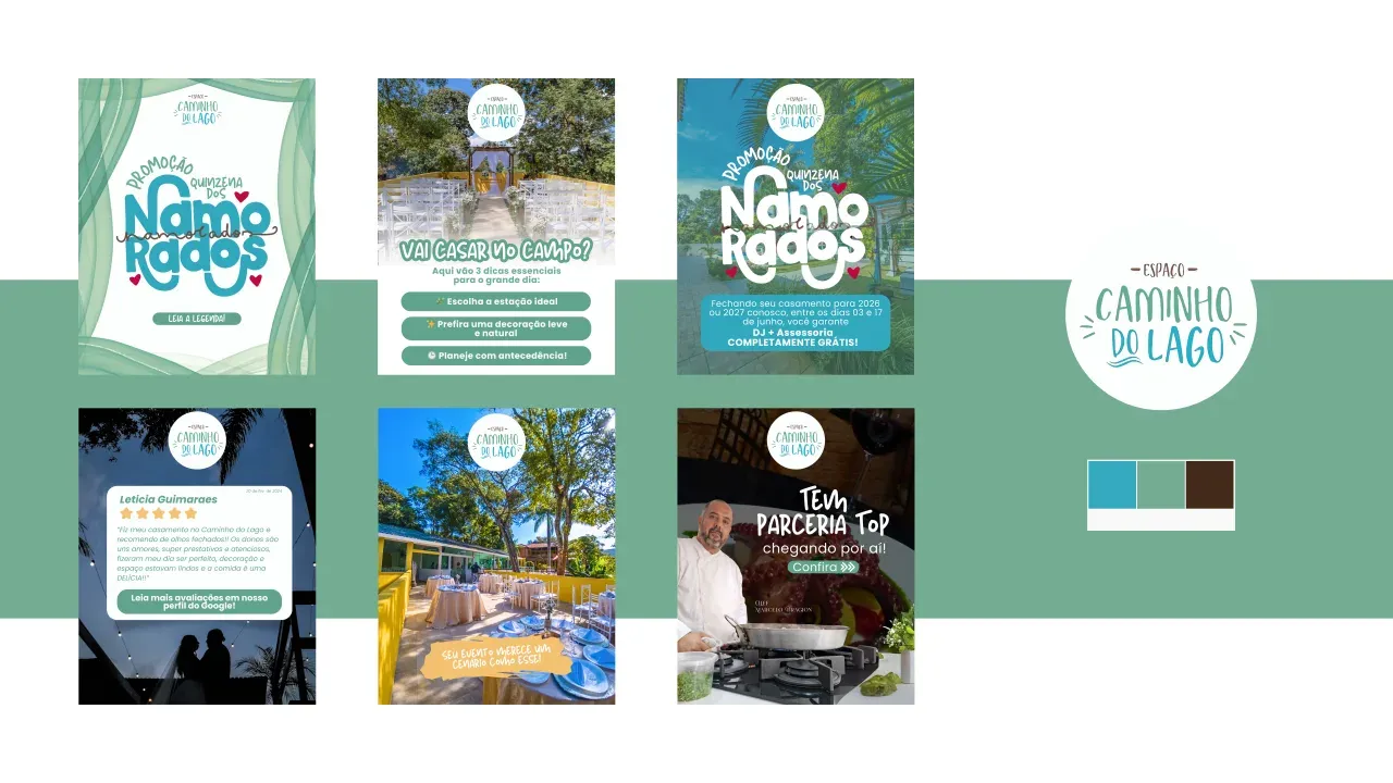 Posts de Instagram criados para Espaço Caminho do Lago — Espaço para eventos