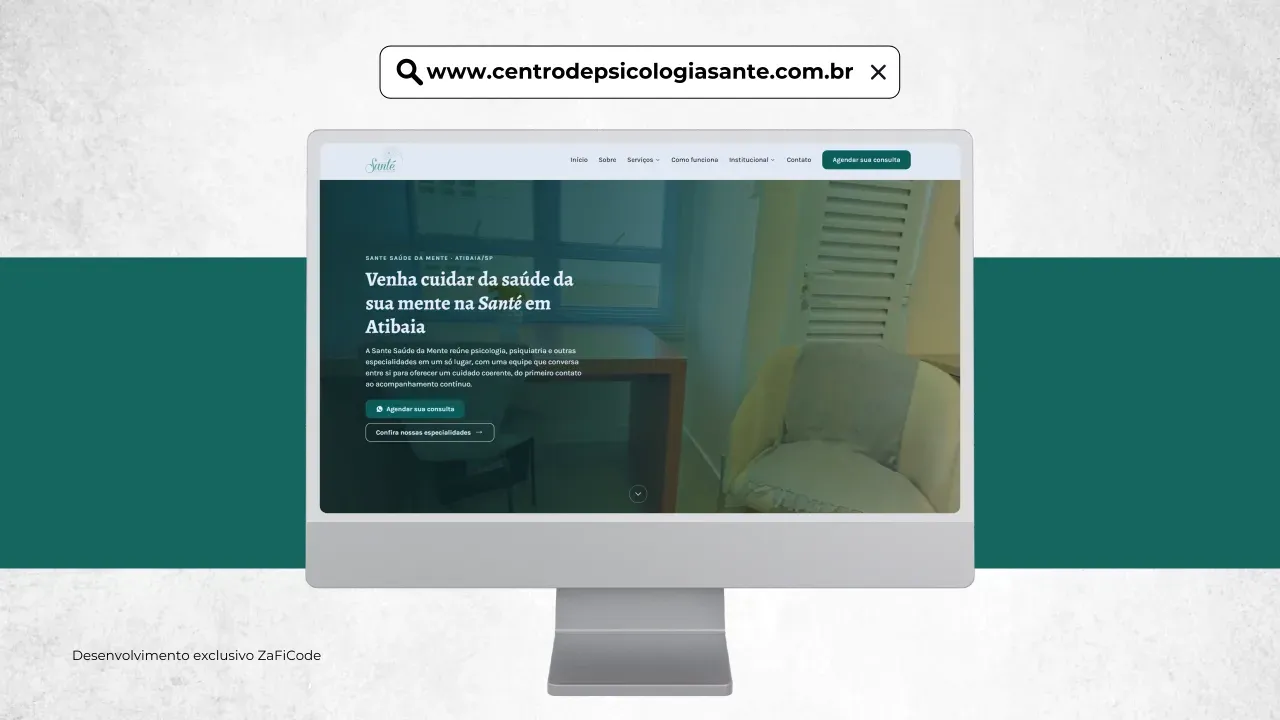 Site institucional de Centro de Psicologia Sante — Clínica de psicologia e saúde mental