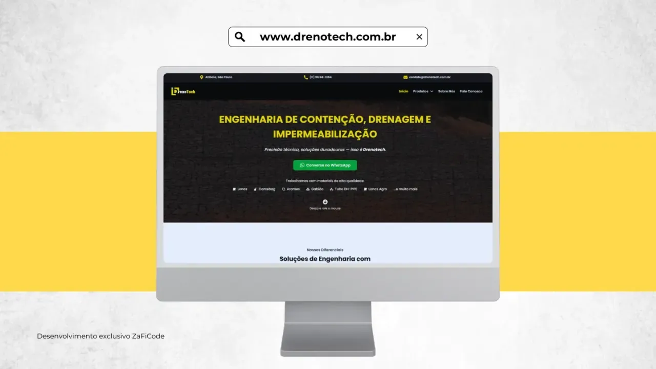 Site institucional de Drenotech — Engenharia de contenção e drenagem