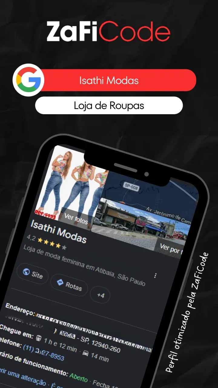 Perfil do Google Meu Negócio otimizado para Isathi Modas — Loja de roupas
