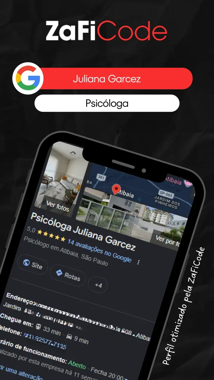 Perfil do Google Meu Negócio otimizado para Juliana Garcez — Psicóloga