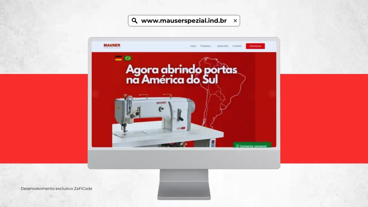 Site institucional de Mauser Spezial — Indústria de máquinas de costura