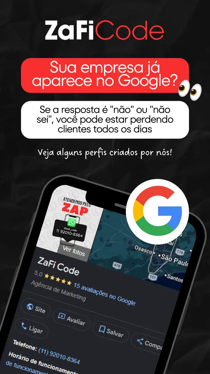 Perfil do Google Meu Negócio otimizado para ZaFiCode — Agência de marketing