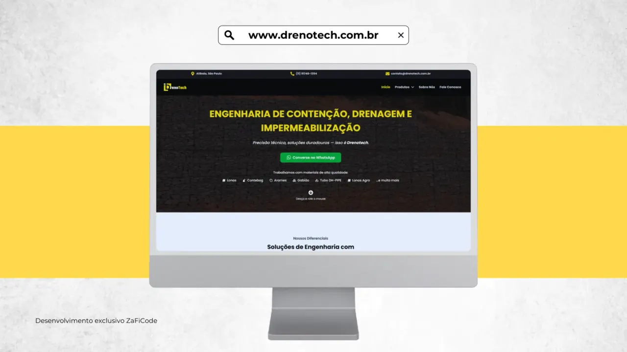 Site institucional de Drenotech — Engenharia de contenção e drenagem